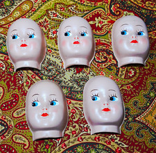 Vintage Hand Painted Woven Mesh Doll Face 3.25
