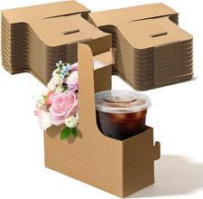 2 Cup Disposable Drink Carrier with Handle, 15 Pack Kraft Paperboard picture