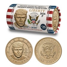 2026 Donald J. Trump $1 Coin Roll LIBERTY HORIZONTAL DESIGN Ltd to 25,000 Rolls picture