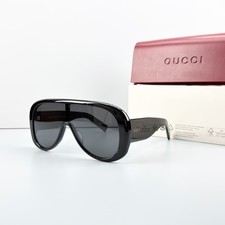 Gucci GG2164S Sunglasses Black Frame Gray Shield Lens New w/ Case picture