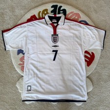 Umbro England Beckham 7 Home Jersey White Red Navy Size Medium NWT picture
