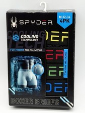 NEW 4 PACK SPYDER MENS FLY FRONT NYLON MESH COOLING TECHNOLOGY BOXER BRIEFS MED picture