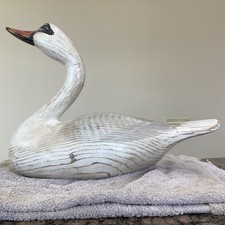 Original Ed Gray III Hand Carved Swan Perryville, MD 1997 Signed Wooden Swan picture