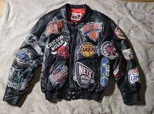 Vintage Jeff Hamilton 2000 NBA All Teams Collage Leather Jacket picture