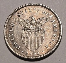 1921-M 🇵🇭 PHILIPPINES 🇺🇲 US Territory Twenty Centavos 20c 💎SILVER💎 Coin  picture