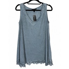 Lane Bryant Soft Blue Lace-Trim V-Neck Tank Women's Size 10/12 picture