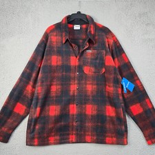 Columbia Flannel Shirt Jacket Large RED PLAID OUTDOOR Midweight Long Sleeve NWT picture