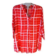 Woman Within Plus Size Plaid 3/4 Sleeve Rayon Tunic Blouse/Top SZ. 18/20 NWOT picture