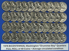1976 Bicentennial Drummer Boy Quarters Roll Lot of 40 LIGHTLY CIRCULATED Coins picture
