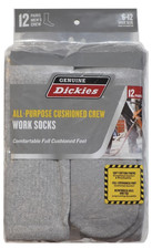 Huge 12 Pack Socks Genuine Dickies Men's Shoe Size 6-12 Grey Work Crew 12 Pairs picture