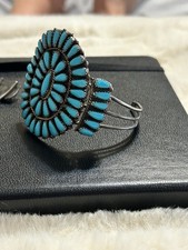 Vintage Native American Navajo Turqoise Cuff Bracelet Sterling Silver picture