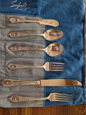 Vintage Wallace Rose Point Sterling Silver 6  Piece Flatware, 234 Grams Sterling picture