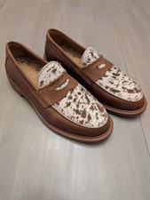 Beautiful TAFT Jack Loafers in Longhorn Hair Calf And Brown Leather Size 9 picture