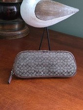 Coach Vintage Y2K Signature C Eyeglasses Cosmetic Pencil Pouch Brown Jacquard picture