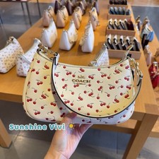 NWT Coach Teri Shoulder Bag With Cherry Print CFG01 pebbled leather/Gold/Chalk picture