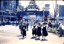 1959 Japan Street Scene People Festival Parade Signs 35mm Slide Photo picture