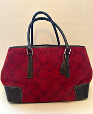 Vintage Coach Signature Red/Black Zip-Top Satchel Top Handle Bag picture