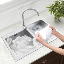 2-in-1 Stainless Steel Laundry Sink Bathroom Sink with Washboard &Faucet 70*48cm picture