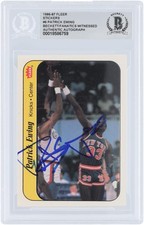 Patrick Ewing New York Knicks Signed 1986-87 Fleer Sticker #6 BAS Rookie Card picture