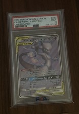 2019 POKEMON SUN & MOON UNIFIED MINDS #222 FULL ART/MEWTWO & MEW GX PSA 9 picture