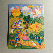 Vintage AGC Sticker Sheet Fantasy Castle Princess Unicorn Dragon Bears  picture
