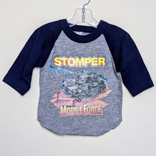 Vintage Stomper Schaper Mobile Force Truck 1983 Kids 80s Raglan Shirt Size 2T picture