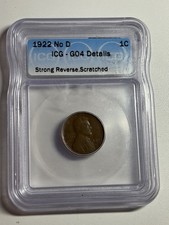 1922 No D Lincoln Wheat Cent Strong Reverse ICG G Detail Key Date picture