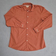 Sonoma Life + Style Men's Shirt Large L Rust Orange White Pinstripe Button Front picture