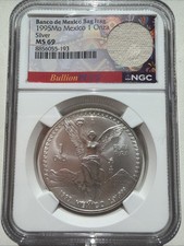 1995 Banco de Mexico Bag Fragment Silver Una Onza PCGS MS69 picture