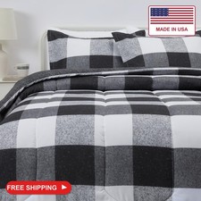Amazon Basics Lightweight Microfiber Comforter Set, 3-Piece, Black/White Checker picture