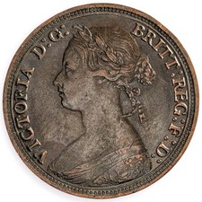1880 Great Britain UK Bronze 1/2 Half Penny Queen Victoria Coin 12L picture