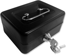 Jssmst Locking Medium Steel Cash Box with Money Tray,Lock Box,Black picture