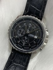 Fossil Blue Chronograph Date Watch CH-2497 100M/330Ft Black Leather Band picture