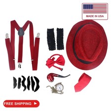 Yinhing 1920s Grandpa Old Man Costume Set for Kids 8 Pieces Complete Outfit with picture