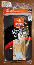 Vintage 1998 Hanes Mens Boxer Brief Underwear 2-Pack Size M Black Gray Cotton picture