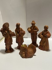 VTG Thanksgiving Pilgrim Native Figurines (5 Pieces)  Bisque Ceramic 8