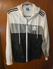 adidas Originals Men's Full Zip Hooded Windbreaker Jacket L Vintage LIMITED EDIT picture