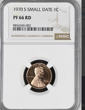 1970 S Proof Small Date Lincoln Memorial Cent 1C NGC PF66 RD picture