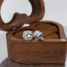 3.00Ct Round Cut Natural Diamond solid 14K White gold Luxury Stud Earring picture