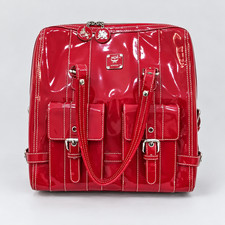 MCM München Classic Vintage Y2K Red Patent Leather Two-Pocket Tote Bag picture