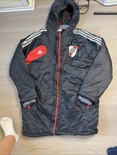 adidas River Plate Long Padded Hooded Zip Parka Black/Red M picture