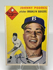 Topps 1954 Johnny Podres Base Set #166 Brooklyn Dodgers Baseball Card picture