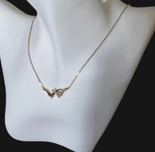 Na Hoku Discontinued 14K Yellow Gold Diamond Pendant Necklace Bird 3g Minimalist picture