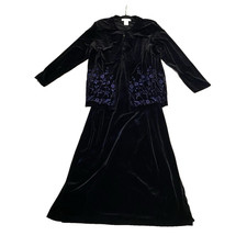 Vtg Ronni Nicole II by Quida 2pc Black Velvet Maxi Dress Set Size 20 Whimsigoth picture