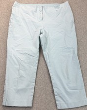 Alfani Womens Capri Pants Aqua Blue Flat Front Straight Leg Comfy Breathable 16 picture