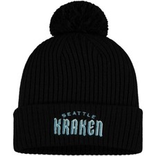 NHL SEATTLE KRAKEN HAT WITH POM, ONE SIZE FITS ALL, BRAND NEW W/TAGS, LICENSED picture