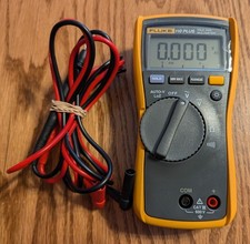 PRE-OWNED FLUKE 110 PLUS TRUE RMS MULTIMETER w/FLUKE LEADS, GREAT SHAPE picture