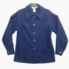 Pendleton Knockabouts Jacket Womens Large Navy Wool Snap Button  picture
