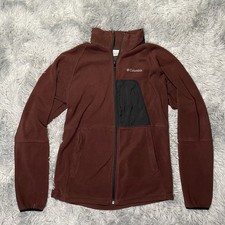 columbia maroon fleece jacket men’s medium full zip picture