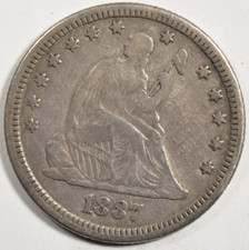 1887 SEATED LIBERTY QUARTER ~ NICE BOLD XF picture